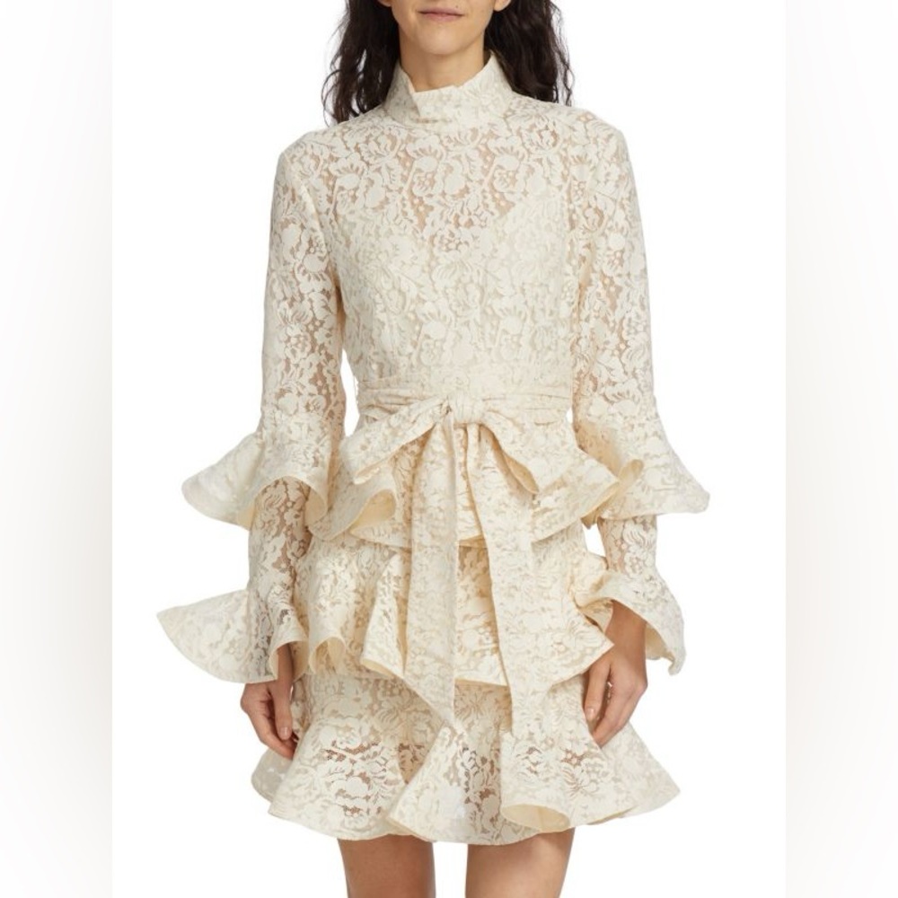 $1550 ZIMMERMANN Tama Tiered Lace Mini Dress size 2/us 8 - Picture 1 of 8